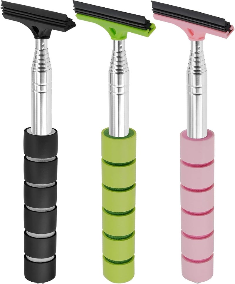 BENACES Retractable Car Side Mirror Squeegee - 3 Pack Portable Telescopic Rearview Wiper, Auto Glass Long Handle Cleaning Tool for All Vehicles - Image 1